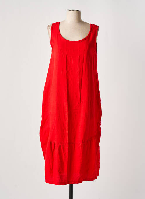 Robe mi-longue rouge EFFET MER pour femme