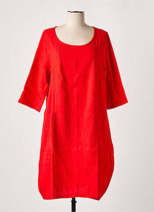 Robe mi-longue coupe évasée manches 3/4 rouge EFFET MER femme