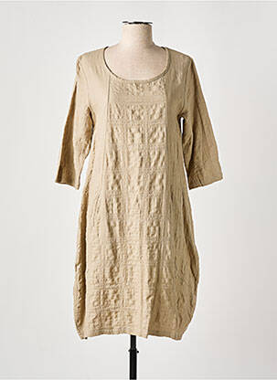 Robe mi-longue manches 3/4 manches 3/4 beige EFFET MER femme