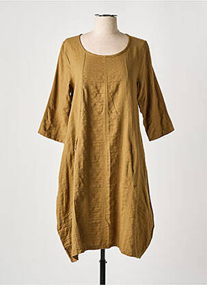 Robe mi-longue coupe évasée manches 3/4 beige fonce EFFET MER femme