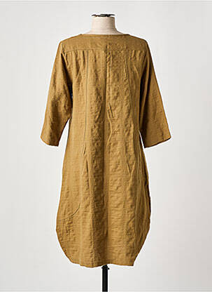 Robe mi-longue manches 3/4 manches 3/4 beige fonce EFFET MER femme