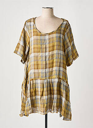 Tunique manches courtes col rond jaune TEHANA femme