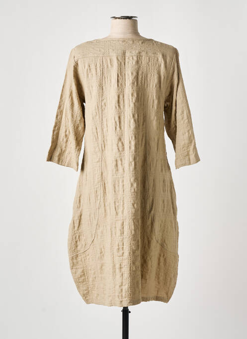 Robe mi-longue coupe évasée manches 3/4 beige EFFET MER femme
