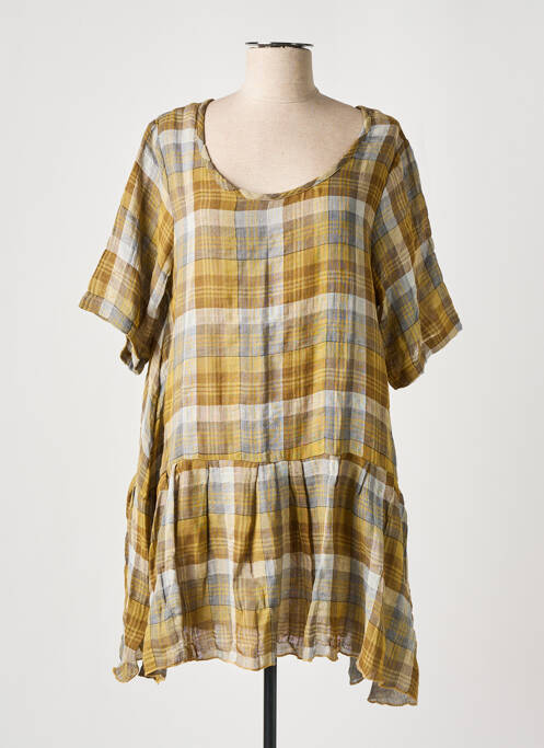 Tunique manches courtes col rond jaune TEHANA femme