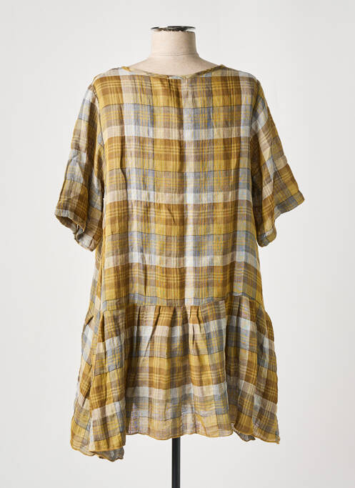 Tunique manches courtes col rond jaune TEHANA femme