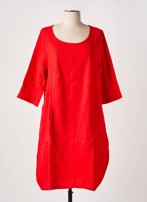 Robe mi-longue rouge EFFET MER pour femme