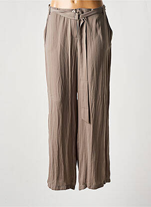 Pantalon large fermeture zippée sous rabat boutonné taille normale marron FRED SABATIER femme