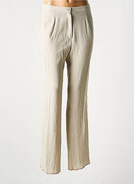 Pantalon droit tissage crêpe taille haute beige GRIFFON femme