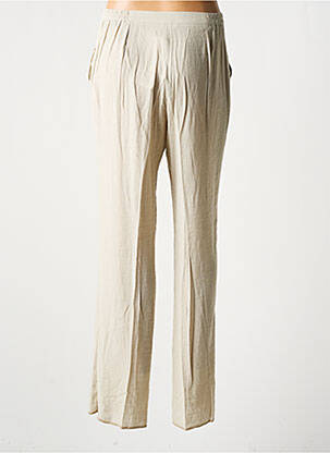 Pantalon droit tissage crêpe taille haute beige GRIFFON femme