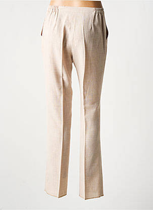 Pantalon droit tissage crêpe taille haute beige GRIFFON femme
