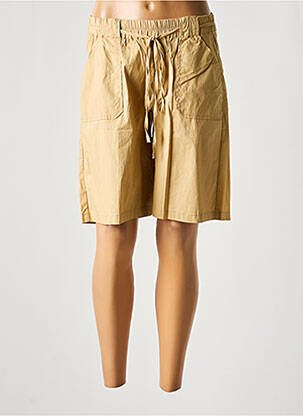 Bermuda taille élastique taille haute beige GRIFFON femme
