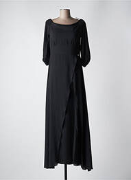Robe longue coupe évasée manches 3/4 noir CARLA MONTANARINI femme