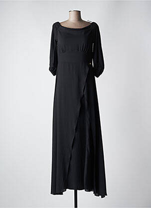 Robe longue coupe évasée manches 3/4 noir CARLA MONTANARINI femme
