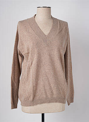 Pull tissage chiné manches longues beige DIANA GALLESI femme