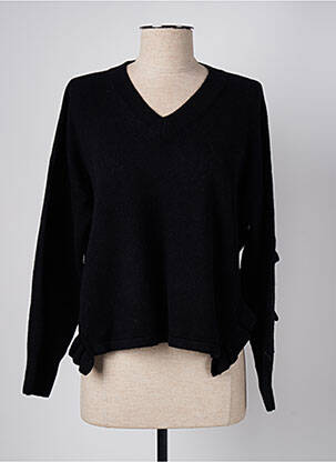 Pull col v manches longues noir ANGELA DAVIS femme