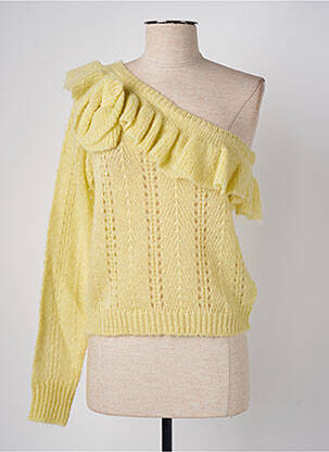 Pull maille ajourée manches longues jaune ANGELA DAVIS femme