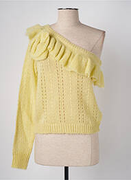 Pull maille ajourée manches longues jaune ANGELA DAVIS femme
