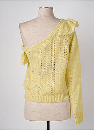 Pull maille ajourée manches longues jaune ANGELA DAVIS femme