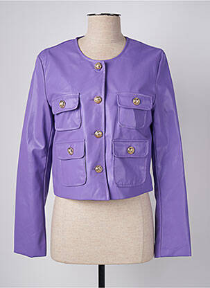 Veste simili cuir poches violet LUMINA femme