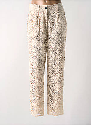 Pantalon droit coupe carotte taille haute beige ANGELA DAVIS femme