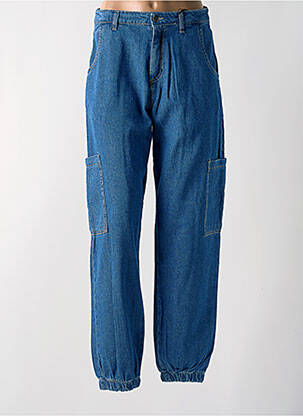 Pantalon cargo taille élastique taille haute bleu ANGELA DAVIS femme