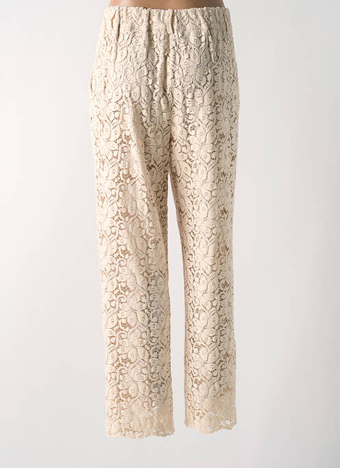 Pantalon droit coupe carotte taille haute beige ANGELA DAVIS femme