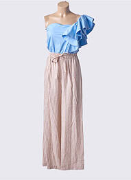 Combi-pantalon manches courtes manches courtes marron ANGELA DAVIS femme