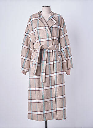 Manteau long coupe cintrée sans capuche beige LUMINA femme