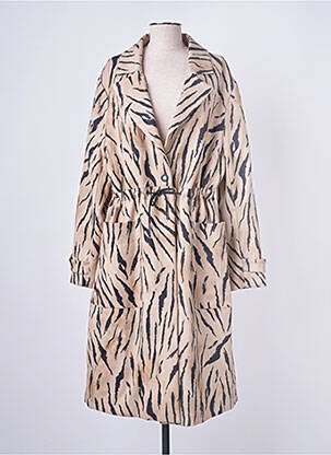 Manteau long poches sans capuche beige CARLA MONTANARINI femme