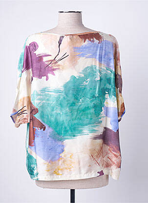 Blouse imprimé fantaisie manches courtes beige FRIDA MADÉ femme