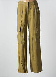 Pantalon large taille à pinces taille haute vert ANGELA DAVIS femme