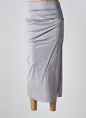 Jupe longue fermeture zippée au dos gris THE LULÙ femme