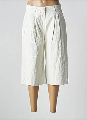 Pantacourt taille haute taille haute blanc ANGELA DAVIS femme