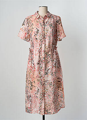 Robe mi-longue imprimé fleurs manches courtes orange BARBARA LEBEK femme