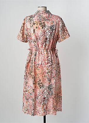 Robe mi-longue imprimé fleurs manches courtes orange BARBARA LEBEK femme