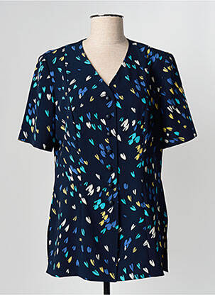 Chemisier manches courtes manches courtes bleu MARCELLE GRIFFON femme