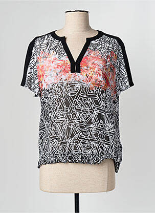 Blouse légère et transparente manches courtes noir FRANK WALDER femme