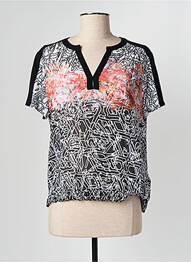 Blouse légère et transparente manches courtes noir FRANK WALDER femme