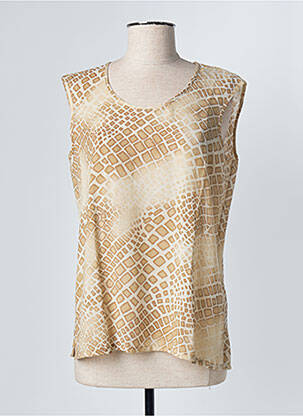 Top tissage crêpe sans manche beige FRANK WALDER femme