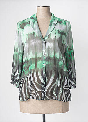 Chemisier tissage crêpe manches 3/4 vert FRANK WALDER femme