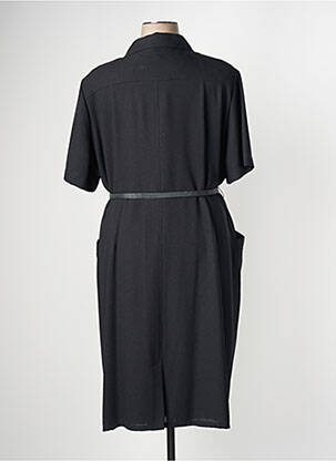 Robe mi-longue tissage crêpe manches courtes noir FRANK WALDER femme