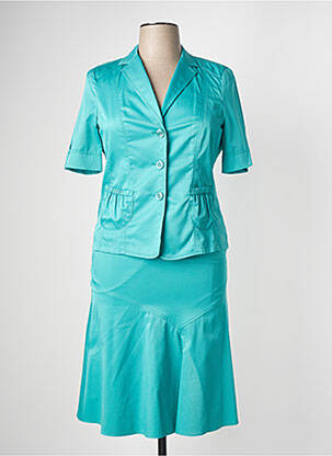 Ensemble jupe fermeture zippée sous rabat avec crochet bleu FRANK WALDER femme