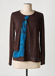 Pull tissage chiné manches longues marron PAZ TORRAS femme
