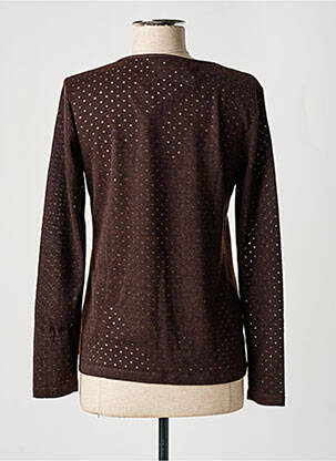 Pull tissage chiné manches longues marron PAZ TORRAS femme