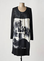 Robe mi-longue imprimé fantaisie manches longues noir PAUSE CAFE femme