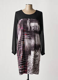 Robe mi-longue coupe fluide manches longues noir PAUSE CAFE femme
