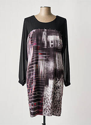 Robe mi-longue coupe fluide manches longues noir PAUSE CAFE femme