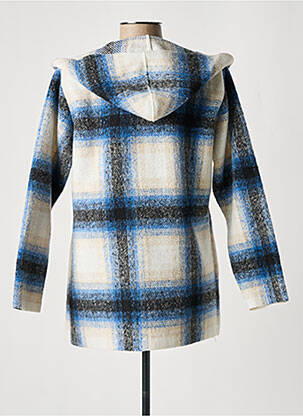 Manteau long coupe cintrée a capuche bleu I.ODENA femme