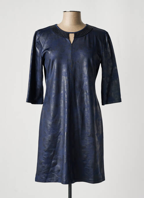 Robe courte manches 3/4 manches 3/4 bleu FUEGO WOMAN femme