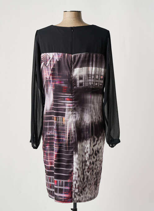 Robe mi-longue coupe fluide manches longues noir PAUSE CAFE femme